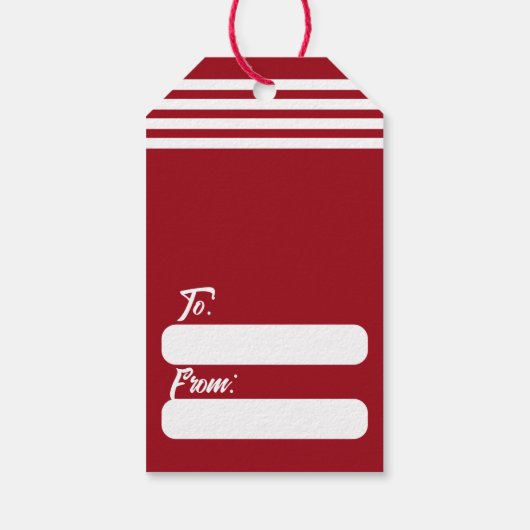 赤伝統的と白のお菓子のクリスマス ギフトタグ (裏面)