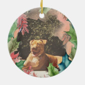 赤伝統的と緑のクリスマスの休日の写真 セラミックオーナメント (裏面)