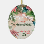 赤伝統的と緑のクリスマスの休日の写真 セラミックオーナメント (右)