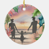 赤伝統的と緑のクリスマスの休日の写真 セラミックオーナメント (裏面)