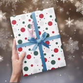 赤伝統的と緑のクリスマス水玉模様 ラッピングペーパー