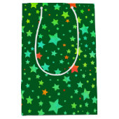 赤伝統的と緑のホリデースターズ ミディアムペーパーバッグ (正面)