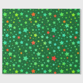 赤伝統的と緑のホリデースターズ ラッピングペーパー (フラット)