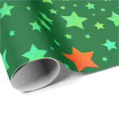 赤伝統的と緑のホリデースターズ ラッピングペーパー (ロールコーナー)