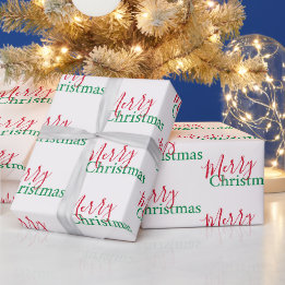 赤伝統的と緑のメリークリスマス ラッピングペーパー
