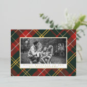 赤伝統的と緑の格子縞 箔シーズンカード (立ち正面)