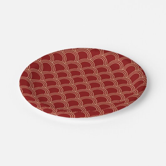 赤伝統的と金ゴールドのパタ中国のーン ペーパープレート (アングル)