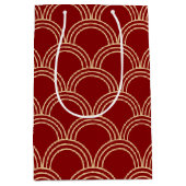 赤伝統的と金ゴールドのパタ中国のーン ミディアムペーパーバッグ (正面)