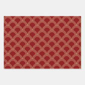 赤伝統的と金ゴールドのパタ中国のーン ラッピングペーパーシート (正面2)