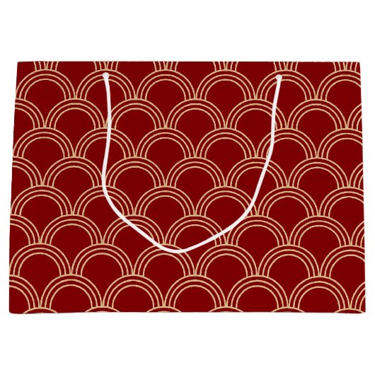 赤伝統的と金ゴールドのパタ中国のーン ラージペーパーバッグ (正面)