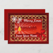 赤伝統的と金ゴールドのパーソナライズされたクリスマス シーズンポストカード (正面/裏面)