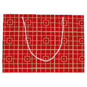 赤伝統的と金ゴールドの幾何中国のパターン ラージペーパーバッグ (裏面)