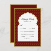 赤伝統的と金ゴールドインディアン結婚式RSVPカード 出欠カード (正面/裏面)