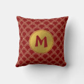 赤伝統的と金ゴールドパタ中国のーンモノグラム クッション (裏面)