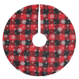 赤伝統的と黒に雪を積む ブラッシュドポリエステルツリースカート