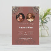 赤伝統的インディアン結婚式招待状 招待状 (スタンド正面)