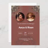 赤伝統的インディアン結婚式招待状 招待状 (正面/裏面)