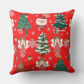 赤伝統的クリスマスデザインと文字サンタツリー クッション (裏面)