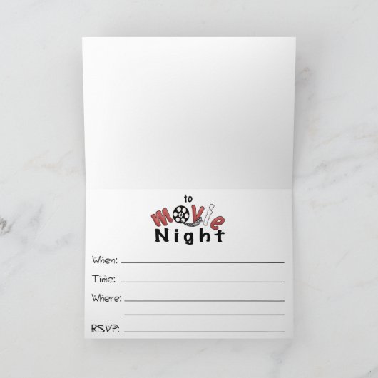 赤伝統的ストライプ映画ナイト招待状 招待状 (内部)