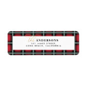 赤伝統的タータンチェックパーソナライズされたクリスマス ラベル (正面)