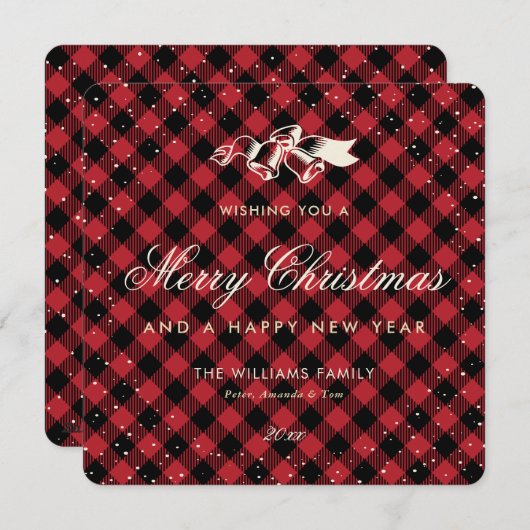 赤伝統的水牛の格子雪 シーズンカード (正面/裏面)