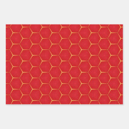 赤伝統的王室のと金ゴールド ラッピングペーパーシート