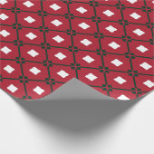 赤伝統的白と緑のクリスマスパターン ラッピングペーパー (角)