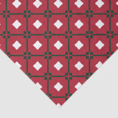 赤伝統的白と緑のクリスマスパターン 薄葉紙 (詳細)