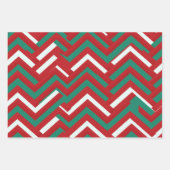 赤伝統的白と緑のクリスマス ラッピングペーパーシート (正面3)