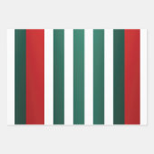 赤伝統的白と緑のクリスマス ラッピングペーパーシート (正面)