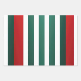 赤伝統的白と緑のクリスマス ラッピングペーパーシート