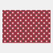 赤伝統的白と緑のパターンと無地の ラッピングペーパーシート (正面)