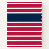 赤伝統的白と青(名ストライプの前) ノートブック (裏面)
