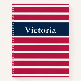 赤伝統的白と青(名ストライプの前) ノートブック