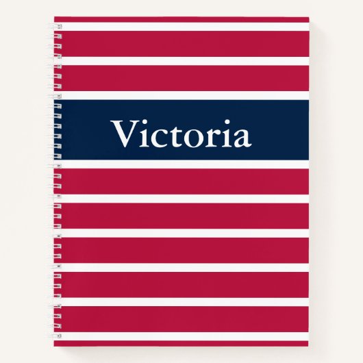 赤伝統的白と青(名ストライプの前) ノートブック (正面)