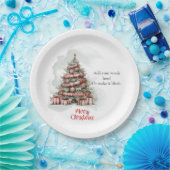 赤伝統的白の水の色クリスマスツリー ペーパープレート (パーティー)