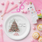 赤伝統的白の水の色クリスマスツリー ペーパープレート (パーティー)