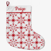 赤伝統的白スカンジナビア様式 ラージクリスマスストッキング (正面)