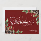 赤伝統的緑のクリスマス シーズンカード (正面)