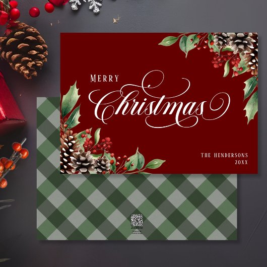 赤伝統的緑のクリスマス シーズンカード