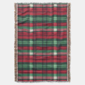 赤伝統的緑の格子戸タータンチェック スローブランケット (正面縦)