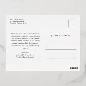 赤伝統的緑の格子模様の聖降誕祭 箔シーズンポストカード (裏面)