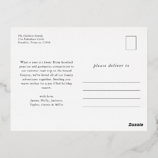 赤伝統的緑の格子模様の聖降誕祭 箔シーズンポストカード (裏面)