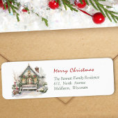 赤伝統的緑の水の色クリスマスホーム ラベル