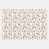 赤伝統的緑クリスマスジンジャーブレッドサンタ ラッピングペーパーシート (正面3)