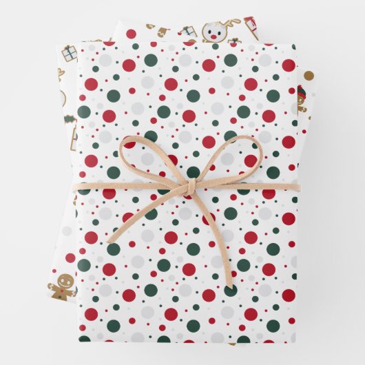 赤伝統的緑クリスマスジンジャーブレッドサンタ ラッピングペーパーシート (インサイチュ)