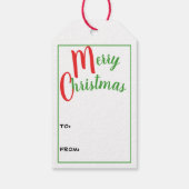 赤伝統的緑リボンクリスマスツリーアート ギフトタグ (裏面)