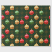 赤伝統的金ゴールドと緑オーナメント ラッピングペーパー (フラット)