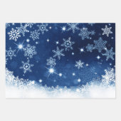 赤伝統的青・緑スノーフレークのモチーフ ラッピングペーパーシート (正面3)