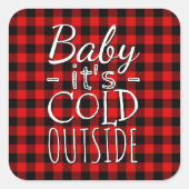 赤伝統的黒国小切手パターン スクエアシール (正面)